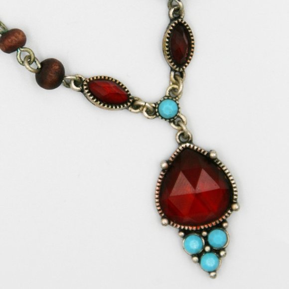Red &Turquoise Jewel Necklace - Picture 3 of 5